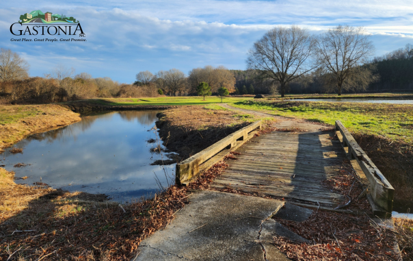 Linwood Springs Park pond and bridge
